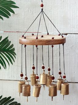 Unravel India - 9 Clinkering Kutch Bells Antique Wooden Windchime