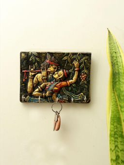 Unravel India - Wooden Wall Hanging Key Holder (4 Hooks)