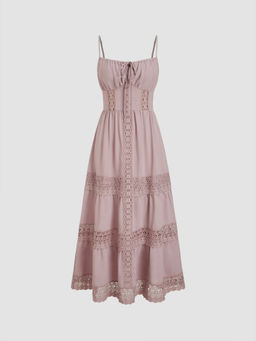 Cider - Lace Trim Tiered Cami Maxi Dress