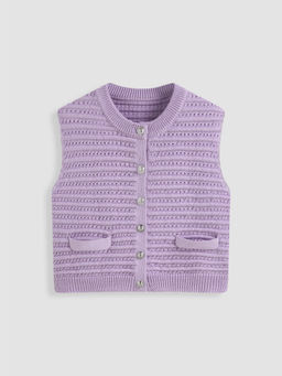 Cider - Knitted Round Neckline Button Crop Vest