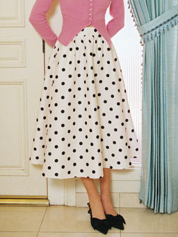 Cider - Mid Rise Polka Dot Pocket Ruffle Maxi Skirt