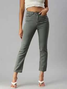 SHOWOFF - Women Clean Look Grey Straight Fit Denim Jeans