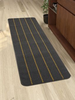 Saral Home - Polypropylene Striped Anti Skid Runner-Dark Grey-45X120 Cm