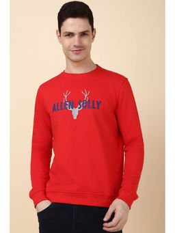 Allen Solly - Men Red Regular Fit Printed Full Sleeves Sweatshirt