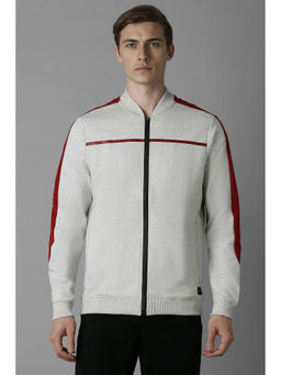 Louis Philippe - Men Grey Regular Fit Stripes Printed Full Sleeves Jacket