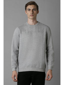 Louis Philippe - Men Grey Regular Fit Solid Full Sleeves Sweatshirt