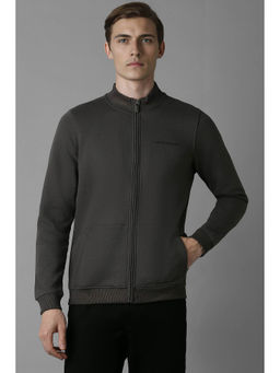 Louis Philippe - Men Grey Regular Fit Solid Full Sleeves Jacket