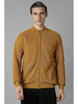 Louis Philippe - Men Yellow Regular Fit Woven Full Sleeves Sweater