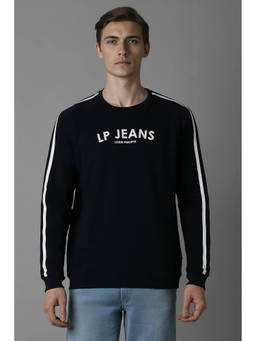 Louis Philippe - Men Black Regular Fit Printed Full Sleeves Sweatshirt