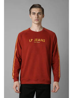 Louis Philippe - Men Red Regular Fit Printed Full Sleeves Sweatshirt