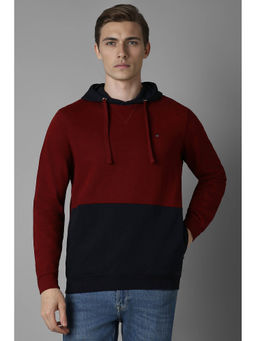 Louis Philippe - Men Maroon Regular Fit Colorblock Full Sleeves Sweatshirt