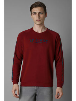 Louis Philippe - Men Maroon Regular Fit Printed Full Sleeves Sweatshirt