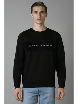 Louis Philippe - Men Black Regular Fit Solid Full Sleeves Sweatshirt