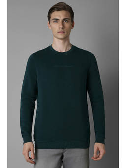 Louis Philippe - Men Green Regular Fit Solid Full Sleeves Sweatshirt