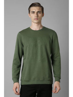 Louis Philippe - Men Olive Regular Fit Graphic Full Sleeves Sweatshirt