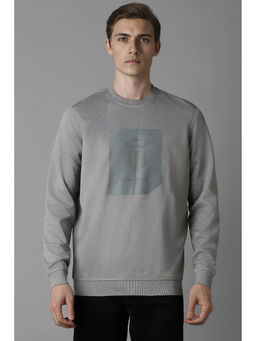 Louis Philippe - Men Grey Regular Fit Graphic Full Sleeves Sweatshirt