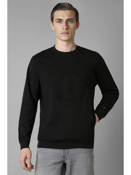 Louis Philippe - Men Black Regular Fit Solid Full Sleeves Sweatshirt