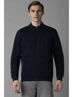 Louis Philippe - Men Navy Blue Regular Fit Solid Full Sleeves Jacket