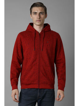Louis Philippe - Men Red Regular Fit Printed Full Sleeves Sweatshirt
