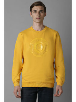 Louis Philippe - Men Yellow Regular Fit Graphic Full Sleeves Sweatshirt