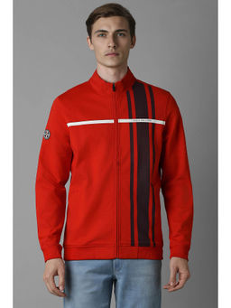 Louis Philippe - Men Red Regular Fit Stripes Printed Full Sleeves Jacket