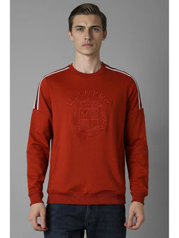 Louis Philippe - Men Red Regular Fit Solid Full Sleeves Sweatshirt