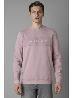 Louis Philippe - Men Lavender Regular Fit Solid Full Sleeves Sweatshirt