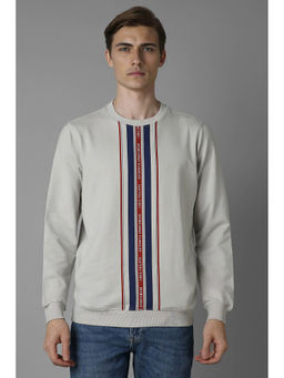 Louis Philippe - Men Grey Regular Fit Stripes Printed Full Sleeves Sweatshirt