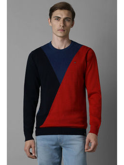 Louis Philippe - Men Multi-Color Regular Fit Colorblock Full Sleeves Sweater