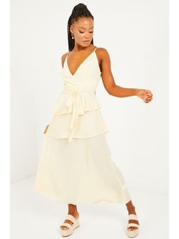 Quiz Clothing - Light Yellow Wrap Front Maxi Dress (Set of 2)