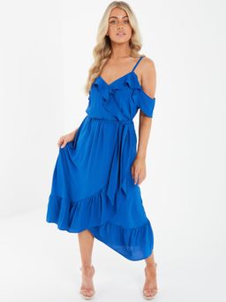 Quiz Clothing - Royal Blue Cold Shoulder Midi Dress