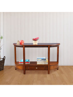 HomeTown - Zina Glass Top Console Table in Brown Colour