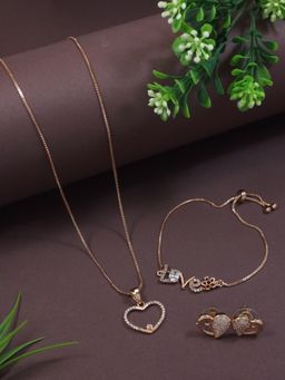 I Jewels - Valentine Special Chain Pendant, Stud & Combo Bracelets