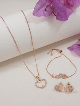 I Jewels - Valentine Special Chain Pendant,Stud & Combo Bracelets