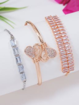 I Jewels - Valentine Special Rose Gold Plated Adjustable Combo Bracelets