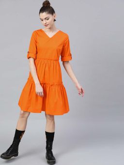 STREET 9 - Women Orange Cotton Dress