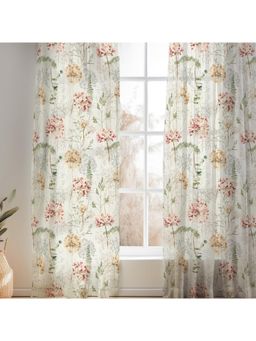 Haus & Kinder - Linen Sheer Fabric Country Journal Curtain (Pack of 2, Chrome Eyelet)