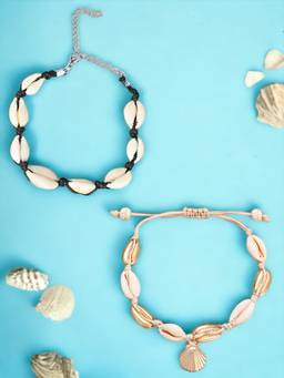 Fabula - Sea Shell Charm Bohemian Fashion Anklet (Pack of 2)