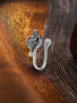 Fabula - Oxidised Silver Tone Ethnic Nose Pin