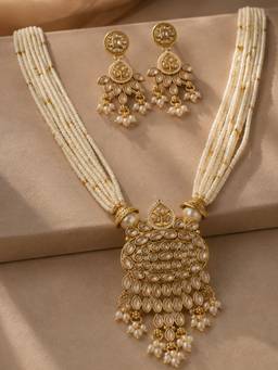 OOMPH - Gold Heritage Rajwadi Poth Moti Mala Long Jewellery Set