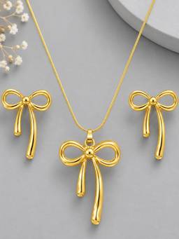 OOMPH - Gold Bowknot Shape Anti Tarnish Jewellery Set