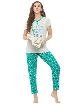 evolove - Womens Cotton Nightsuit - Green (Set of 2)