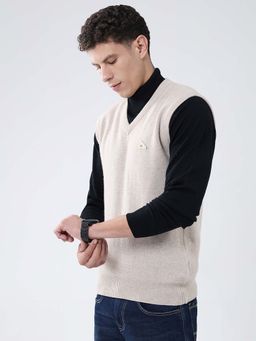 Monte Carlo - Beige Men's V Neck Sleeveless Sweater