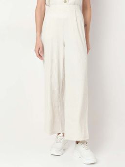 VERO MODA - Cream Crinkle Weave Trouser