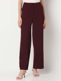 VERO MODA - Maroon High Rise Straight Trouser