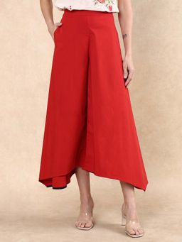 RAREISM - Filom Red Solid Flared Palazzo