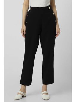 Van Heusen - Women Black Solid Casual Regular Fit Trouser