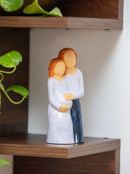 ExclusiveLane - Expecting Mother Hand-Carved & Hand-Painted Wood Figurine Showpiece