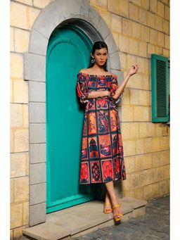 STTAVOSS - Navy Blue Printed Cheryl Dress with Belt (Set of 2)