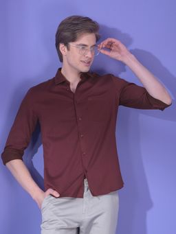 CRIMSOUNE CLUB - Men Purple Cotton Blend Solid Shirt